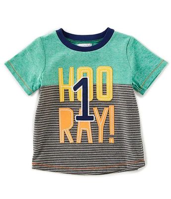 Mud Pie Baby Boys 12-18 Months Short-Sleeve 1st Birthday Hooray T-Shirt