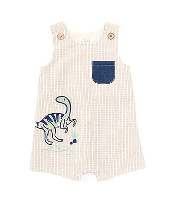 Mud Pie Baby Boys 3-12 Months Sleeveless Dinosaur-Appliqued Shortall