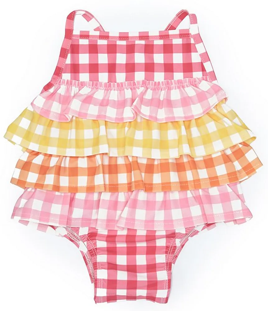 Mud Pie Baby Girls 3-12 Months Mixed-Media Gingham-Printed One-Piece Swimsuit