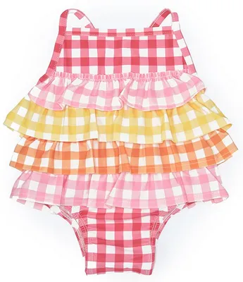 Mud Pie Baby Girls 3-12 Months Mixed-Media Gingham-Printed One-Piece Swimsuit