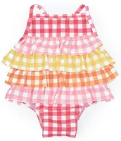 Mud Pie Baby Girls 3-12 Months Mixed-Media Gingham-Printed One-Piece Swimsuit