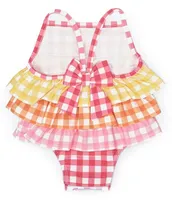 Mud Pie Baby Girls 3-12 Months Mixed-Media Gingham-Printed One-Piece Swimsuit