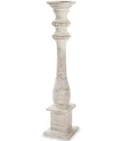 Mud Pie Classic White-Washed Beaded Candlestick