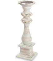 Mud Pie Classic White-Washed Beaded Candlestick