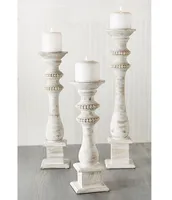 Mud Pie Classic White-Washed Beaded Candlestick