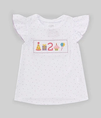 Mud Pie Little Girls 2T Flutter-Sleeve 2nd Birthday T-Shirt