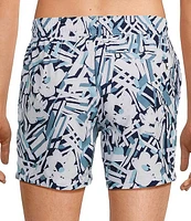 Murano Abstract Floral 5#double; Inseam Swim Trunks