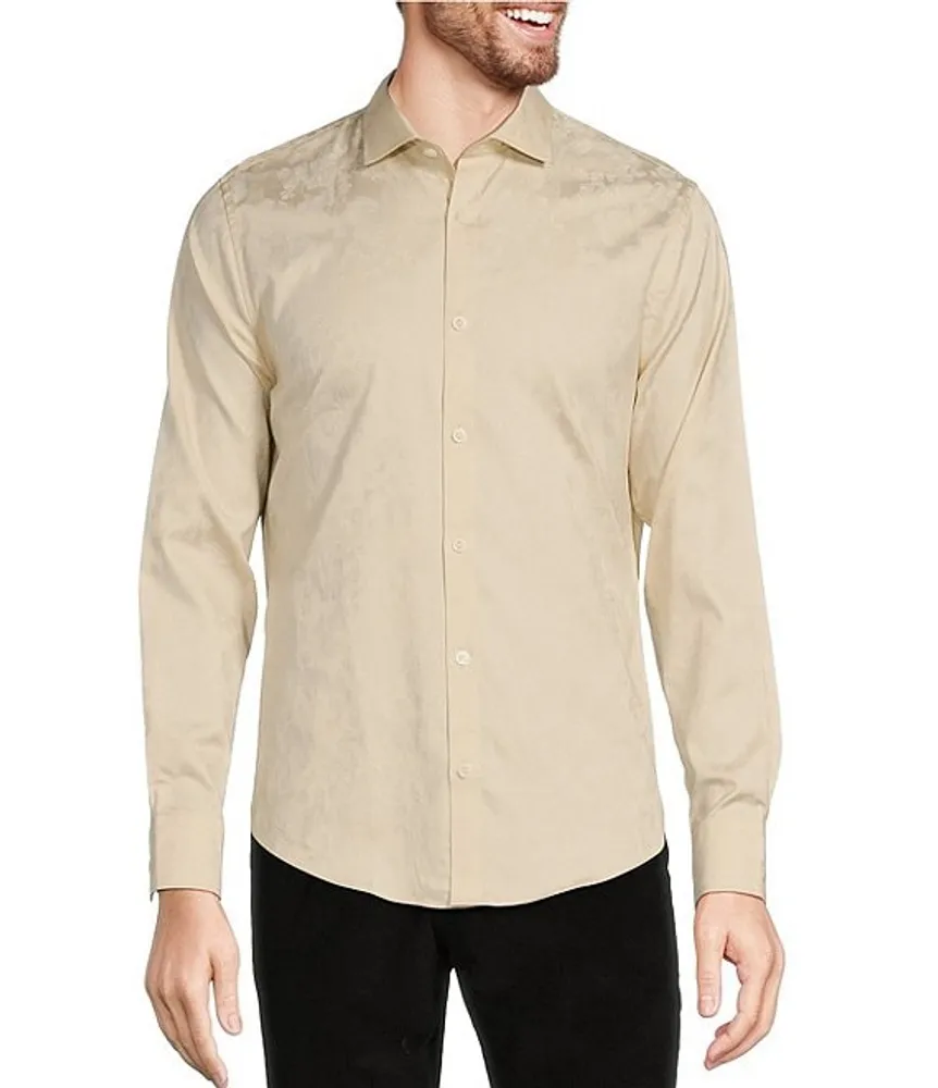 Jacquard Long Sleeve Men Business Shirt. Plus Size Clothes Online