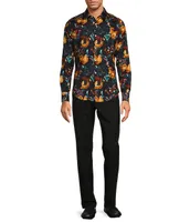 Murano Ancient Renaissance Collection Slim Fit Floral Print Long Sleeve Corduroy Woven Shirt