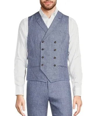 Murano Baird McNutt Linen Double Breasted Notch Lapel Vest