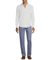 Murano Baird McNutt Linen Johnny Collar Textured Popover Shirt