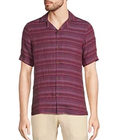 Murano Baird McNutt Linen Slim-Fit Stripe Short Sleeve Woven Camp Shirt