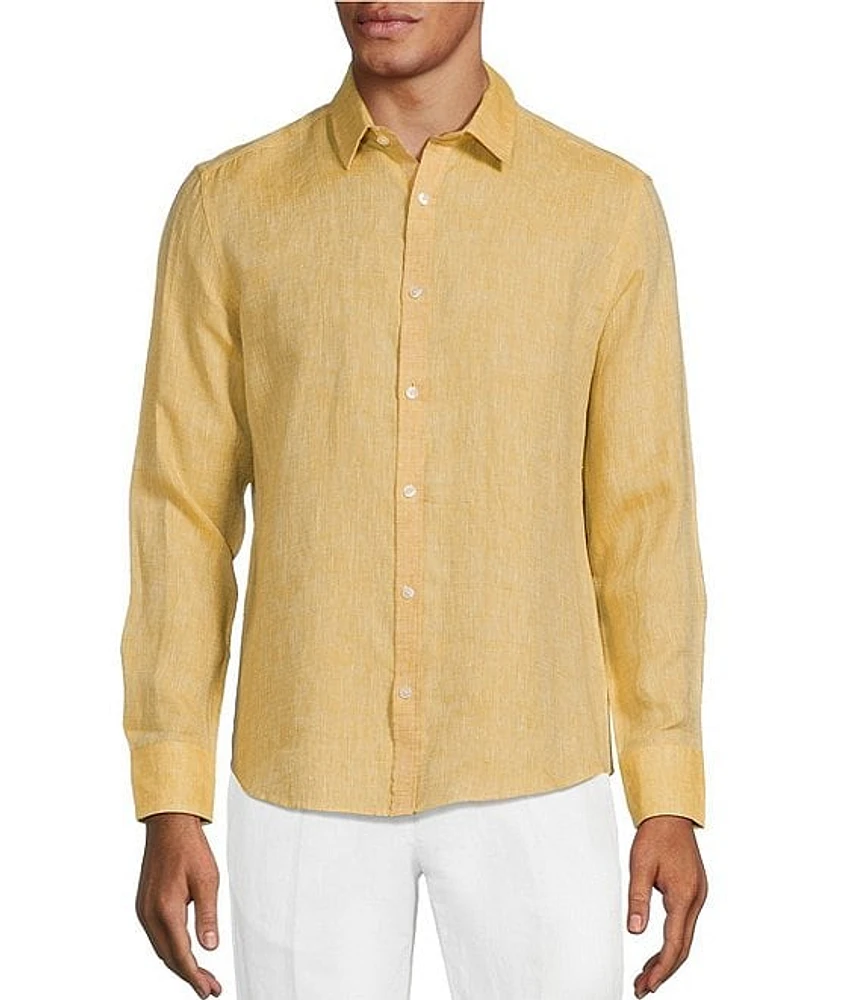 Murano Baird McNutt Linen Solid Long Sleeve Woven Shirt