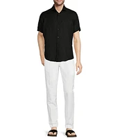 Murano Baird McNutt Linen Solid Short Sleeve Woven Shirt