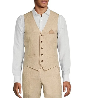 Murano Classic Fit Linen Suit Separates Solid Vest