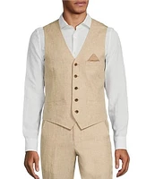Murano Classic Fit Linen Suit Separates Solid Vest
