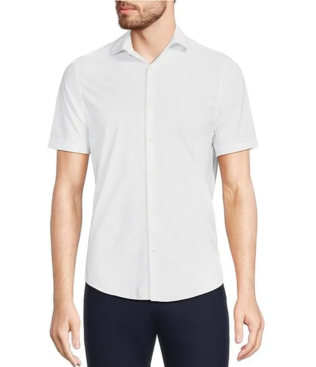 Murano Collezione Canclini Slim-Fit Performance Stretch Striped Short Sleeve  Woven Shirt