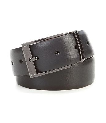 Murano Laser Head Silver Reversible Leather Belt