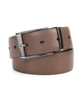 Murano Laser Head Silver Reversible Leather Belt