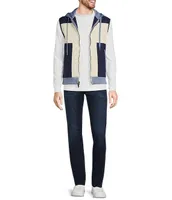 Murano Liquid Luxury Slim Fit Color Block Full-Zip Hooded Vest