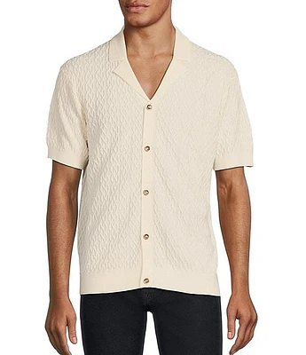 Murano Modern Maritime Collection Knot Cable Short Sleeve Camp Sweater