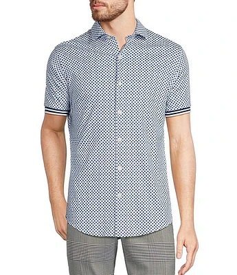 Murano Modern Maritime Collection Slim-Fit Geo Print Short Sleeve Woven Shirt