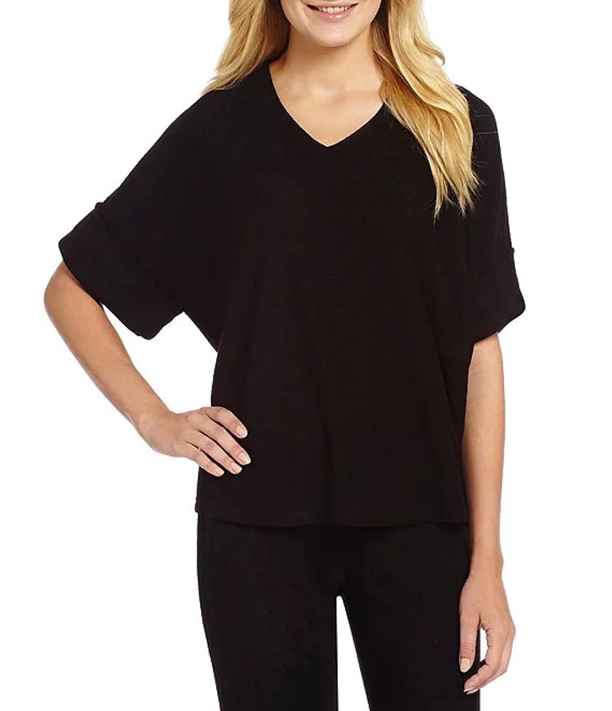 Ambrielle Womens Short Sleeve V Neck Pajama Top