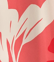 Natori Short Sleeve V-Neck Satin Floral Print Caftan