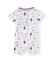 Nautica Baby Boys Newborn-6 Months Short Sleeve Sailboat Printed Knit Shortall