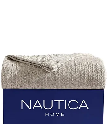 Nautica Baird Diamond Knit Solid Cotton Bed Blanket