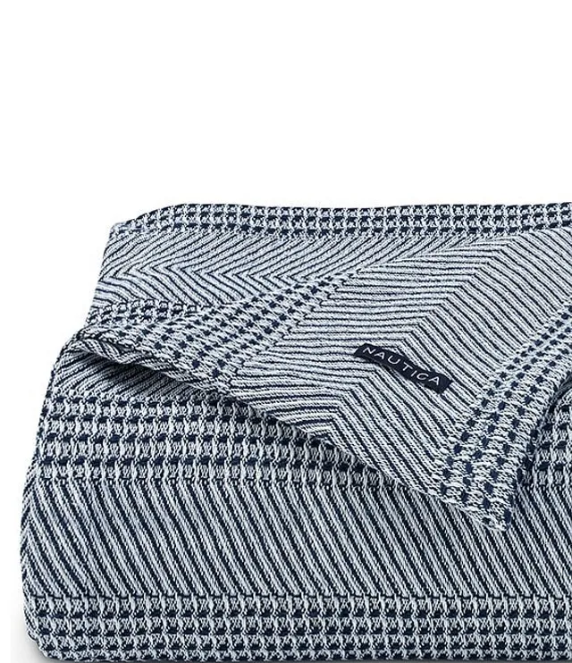 Nautica Baird Diamond Knit Solid Cotton Bed Blanket