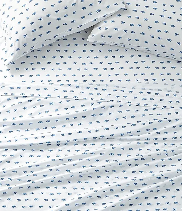 Nautica Plot Blue Cotton Percale Sheet Set