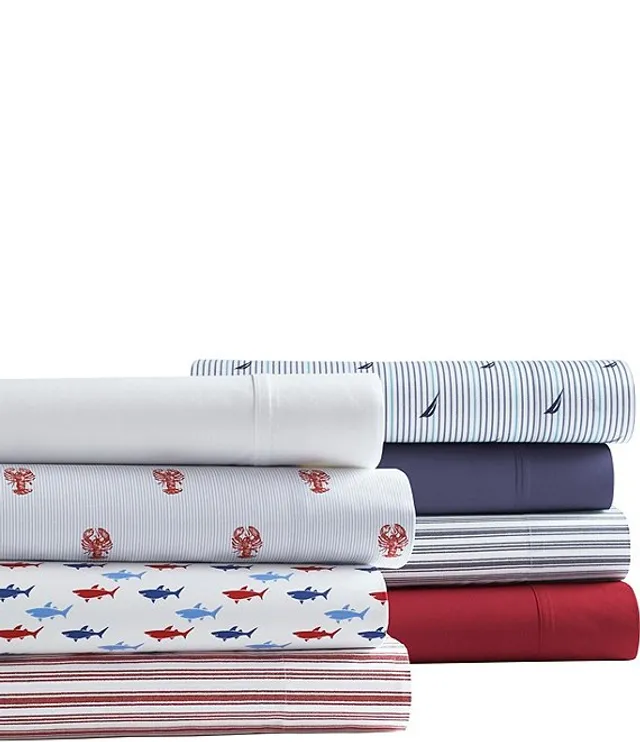 Nautica Plot Blue Cotton Percale Sheet Set