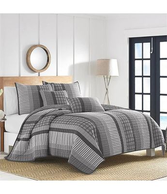 Nautica Gulf Shores Grey Striped Quilt Mini Set