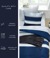 Nautica Heathered Block Grey Microfiber Comforter Mini Set