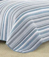 Nautica Jettison White Anchor Reversible Blue Striped Quilt Mini Set