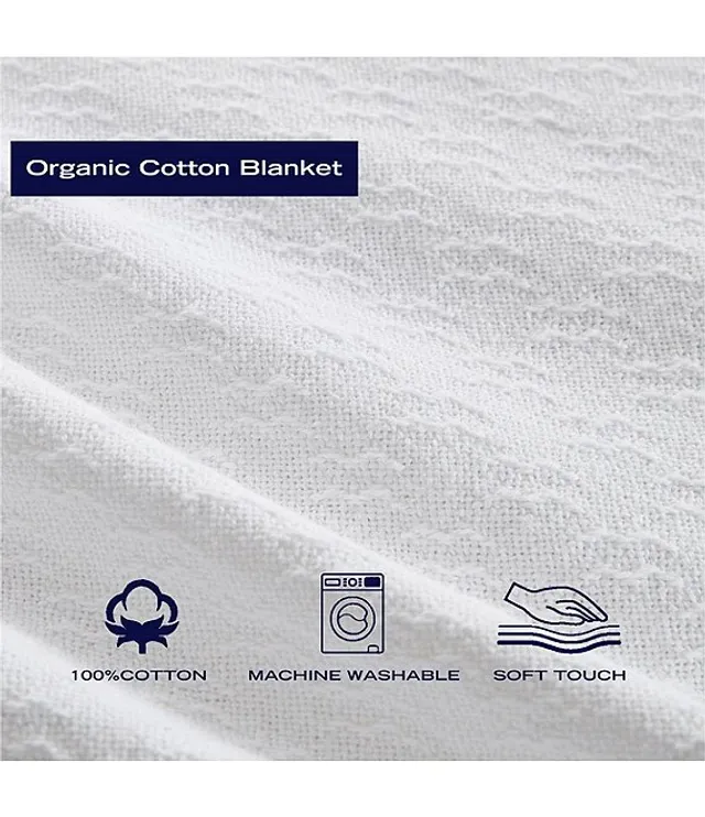 Nautica Ripple Cove White Organic Cotton Bed Blanket