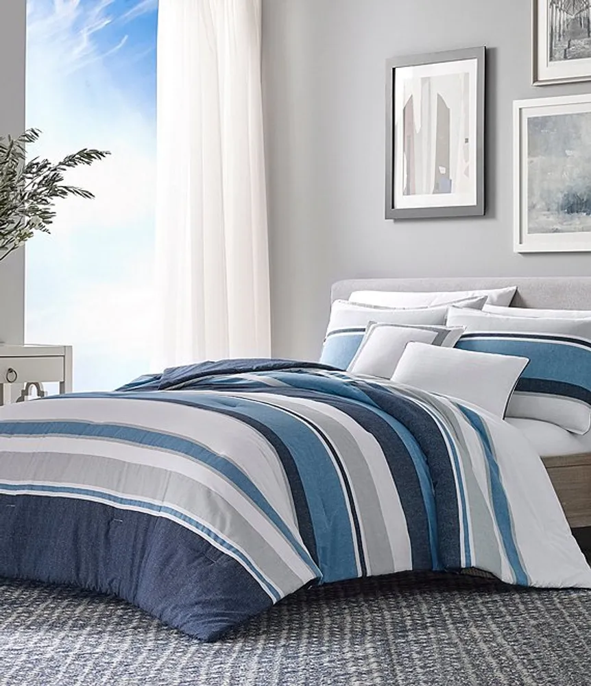 Nautica Dover Blue Comforter And Pillow Sham Set