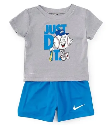Nike Baby Boys 12-24 Months Short Sleeve Just Do It Baseball T-Shirt & Solid Shorts Set
