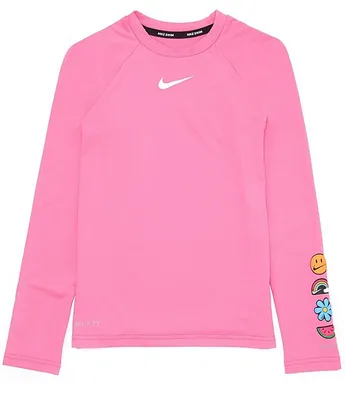 Nike Big Girls 7-16 Long Sleeve Charms Rashguard T-Shirt