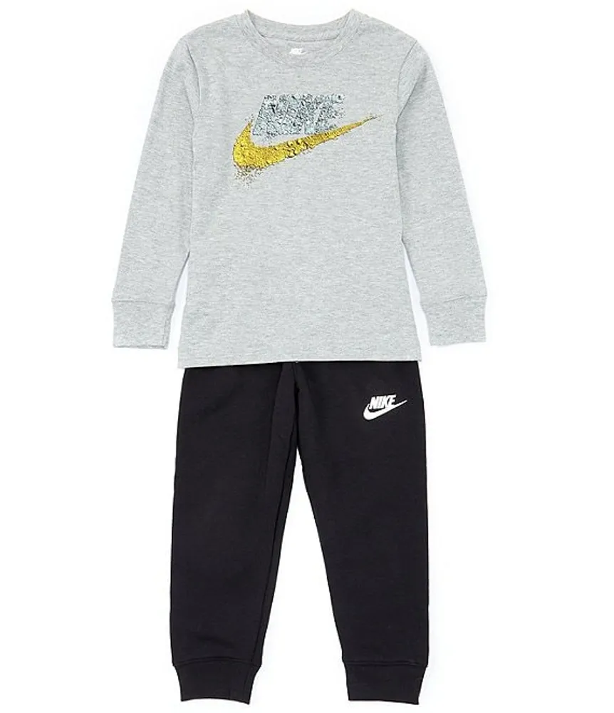Nike Little Boys 2T-7 Long Sleeve Crew Neck Tee and Fleece Jogger Pants Set