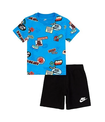 Nike Little Boys 2T-7 Short Sleeve AOP Fit Printed T-Shirt & Set