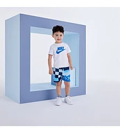 Nike Little Boys 2T-7 Short Sleeve Club Lifestyle Logo Jersey Tee & Mixed-Media French Terry Shorts Set