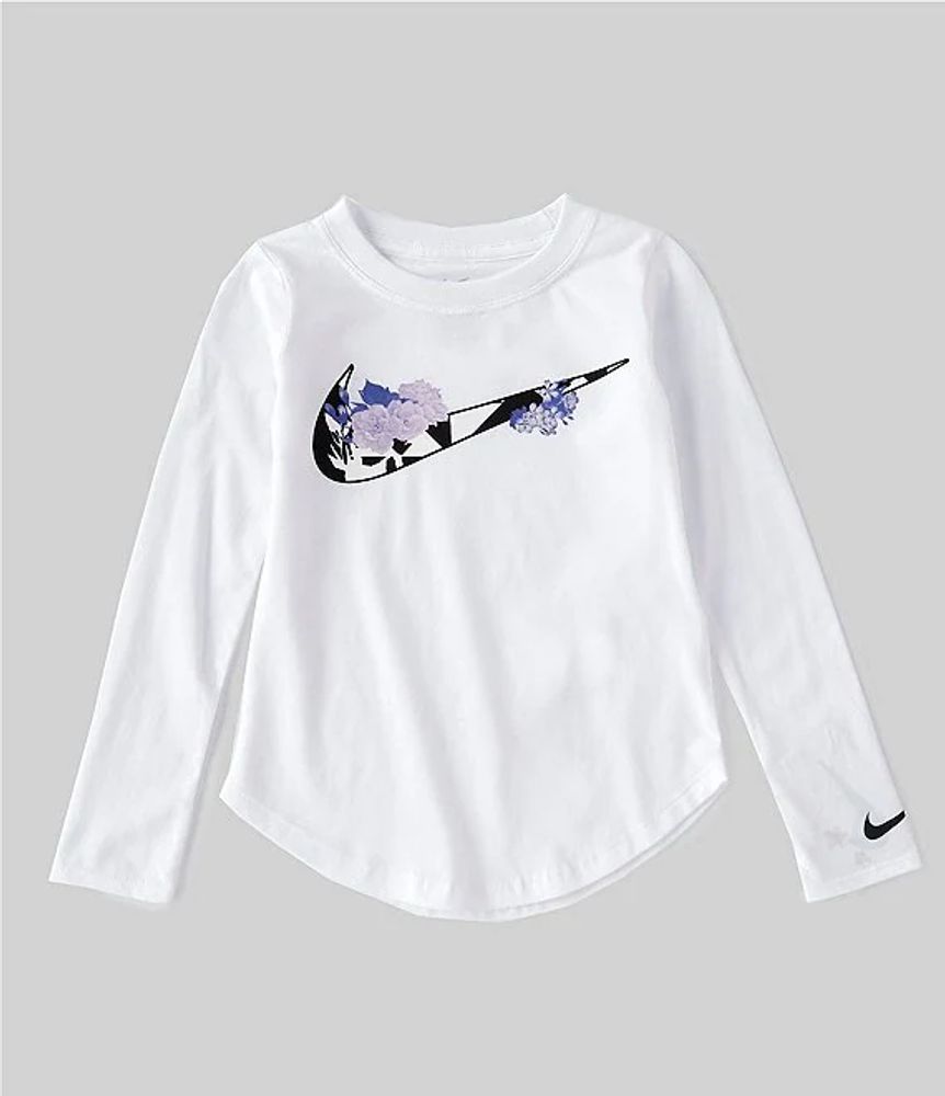 Little Girls 2T-6X Long-Sleeve Floral Swoosh Tee The Shops Willow Bend