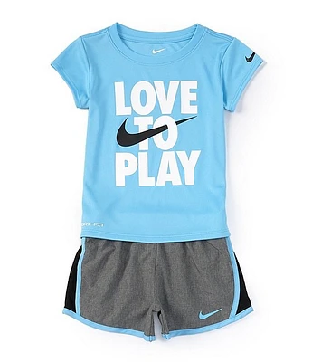 Nike Little Girls 2T-6X Short Sleeve Love To Play T-Shirt & Shorts Set