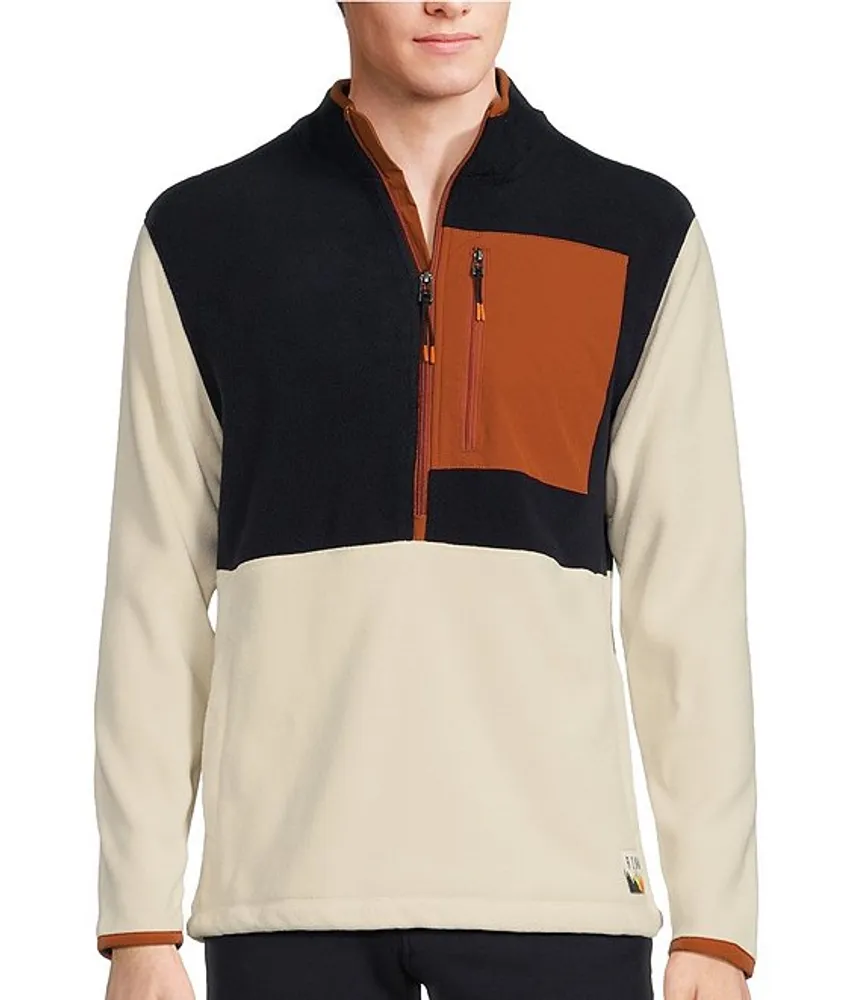 Rowm Nomad Collection Long Sleeve Fleece Colorblock Half Zip Mockneck Pullover