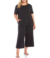 Nottibianche Plus Wide Leg Jersey Knit Coordinating Sleep Pants