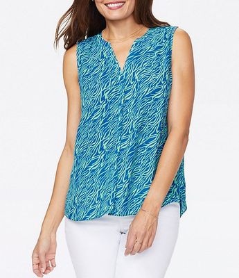 nydj sleeveless pintuck blouse