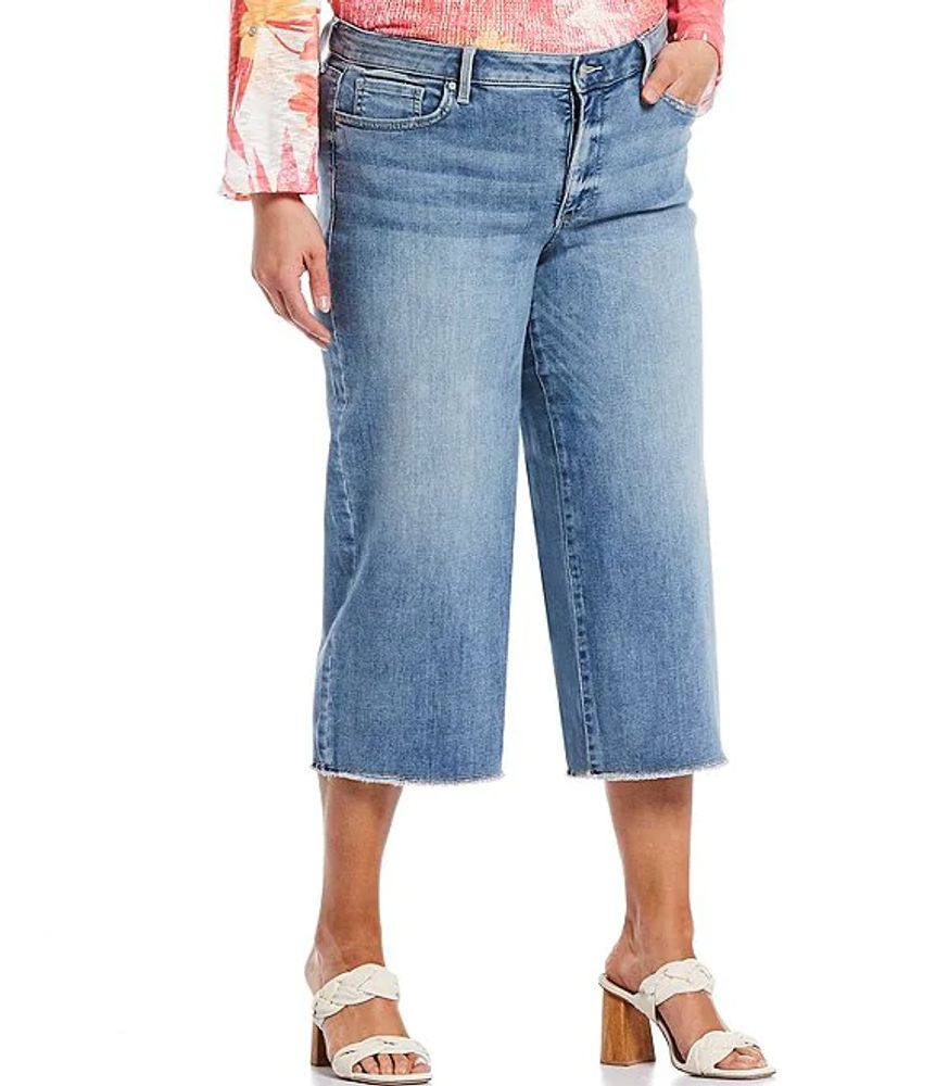 NYDJ Size Stretch Denim Wide-Leg Frayed Hem Capri Jeans | The Shops at Willow