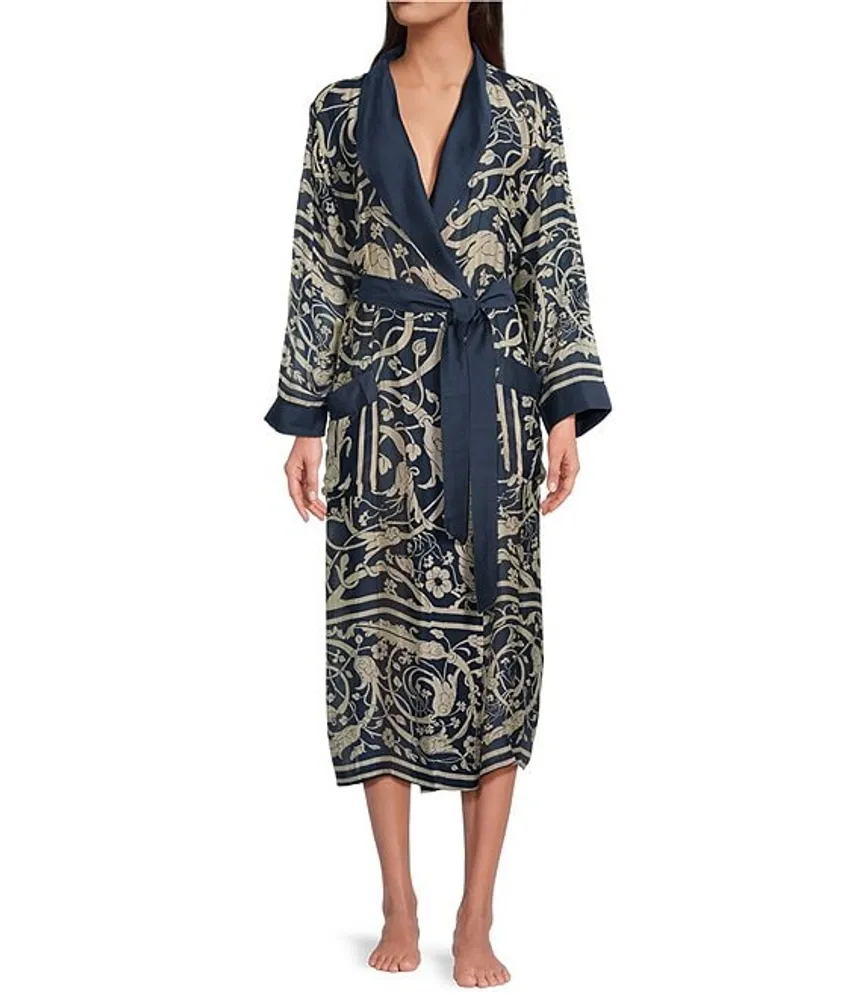 One Hundred Stars Woven Allover Print Long Sleeve Wrap Robe